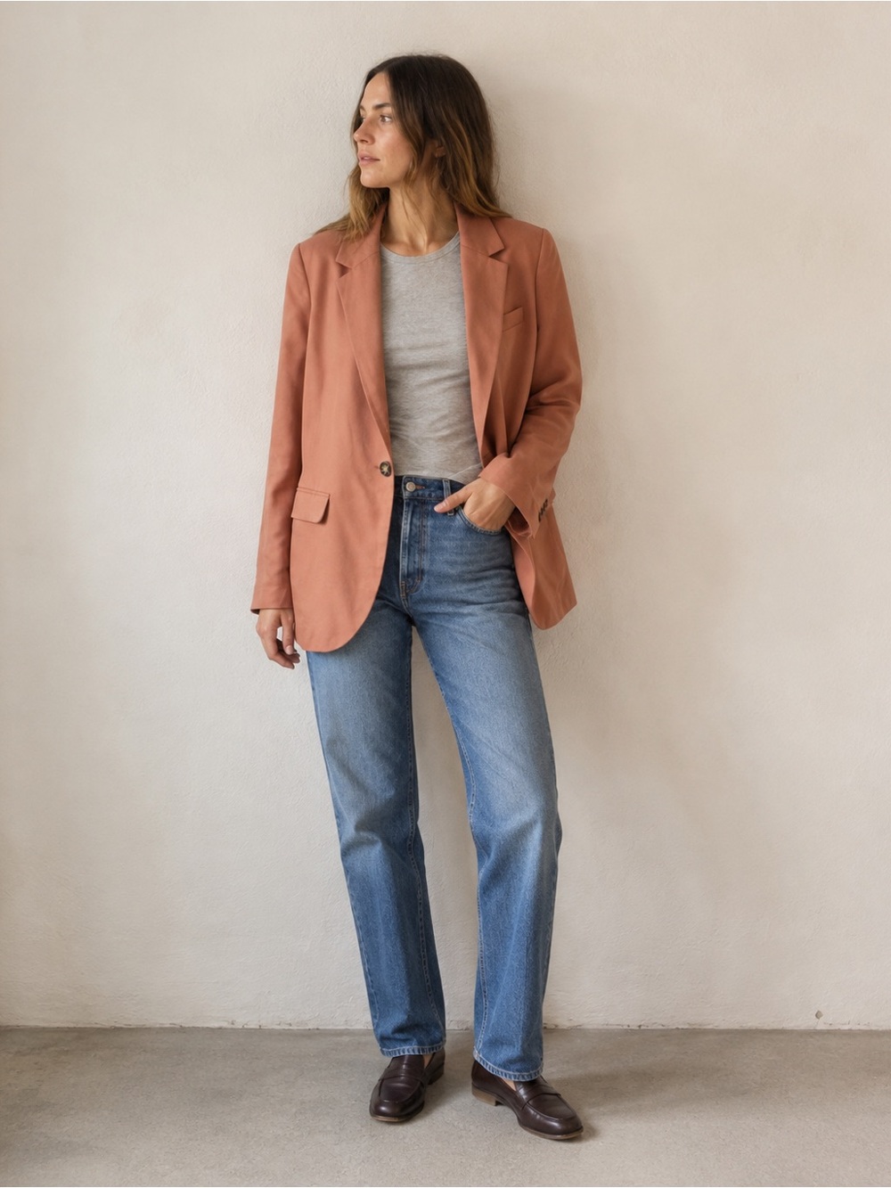 Madewell The Larsen Blazer M Drapeweave Dried Rose Terracotta Oversized